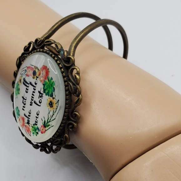 Not all who wander are lost clamper bracelet bronze floral - Picture 3 of 6